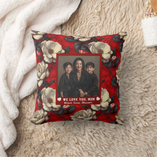 Coussin Jardins Botaniques de Gardenias Rouges Fière Nouve