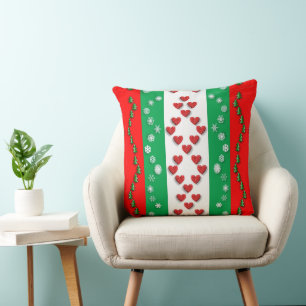 Coussin Jardins de Noël rouge vif Snowflakes