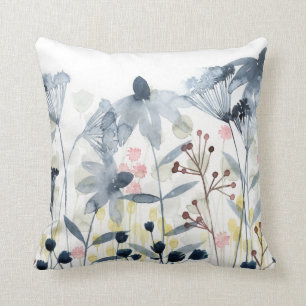 Coussin Jardins posés - fleurs d'aquarelle