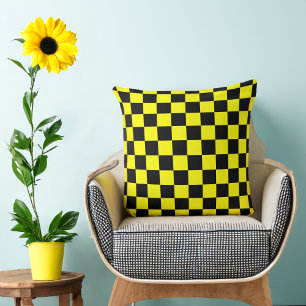 Coussin Jaune À damiers noire des années 80