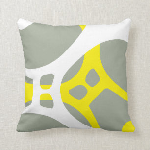 Coussin jaune blanc et gris d'abrégé sur de motif