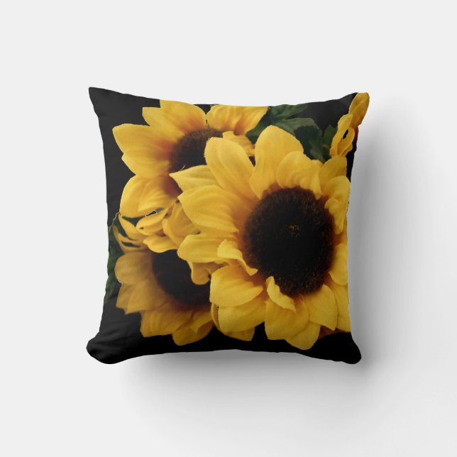 Coussin jaune de décor de tournesols (Recto)