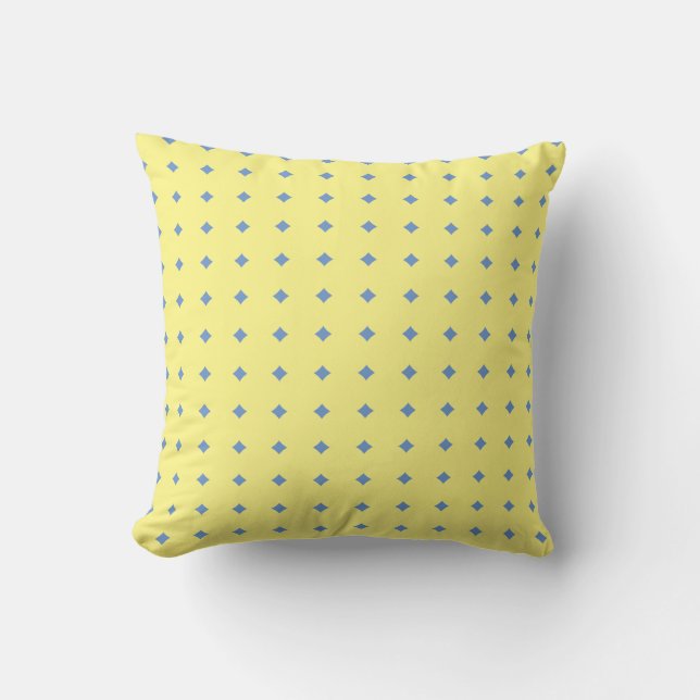 Coussin jaune et bleu, jolie motif, ferme (Recto)