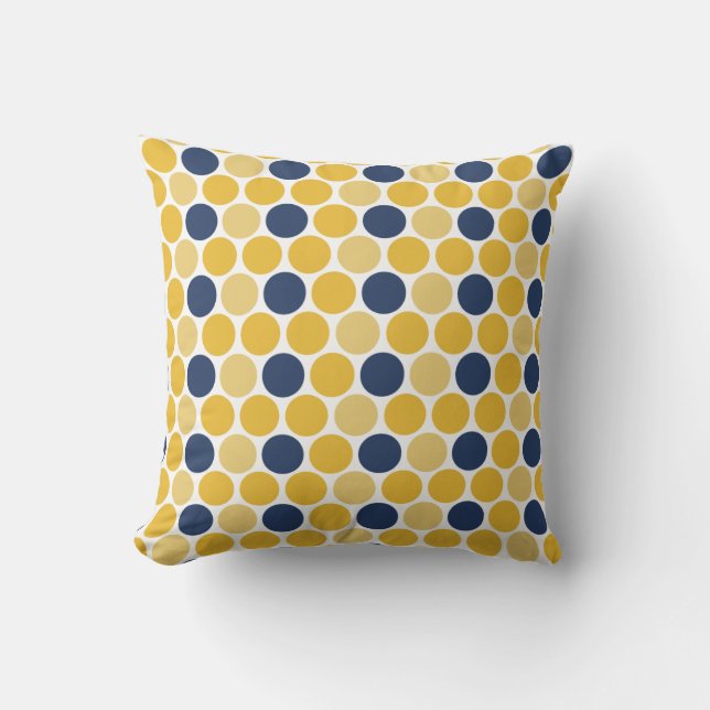 Coussin Jaune et carreau géométrique 16x16 de marine (Recto)