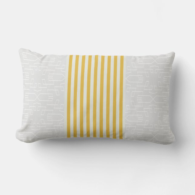Coussin jaune et gris chic moderne de rayures (Recto)