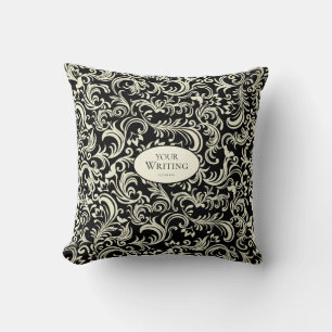 Coussin Jaune et Noir Damassé Personnalisé