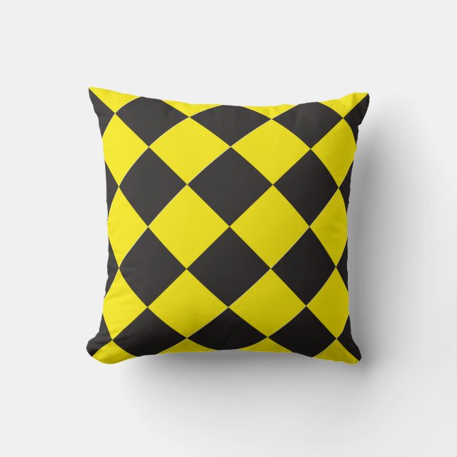 Coussin Jaune et noir vérifiés de diamant (Recto)