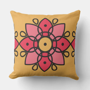 coussin jaune et rose