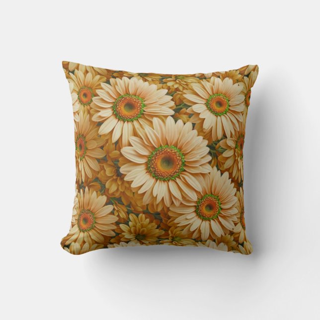 Coussin Jaune floral jaune tournesol jaunes marguerites (Recto)