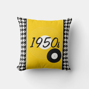 Coussin Jaune, noir et blanc Faire-part à thème années 50
