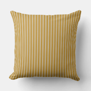 Coussin Jaune Ocres Rayé à Carreaux Ancien Rustique