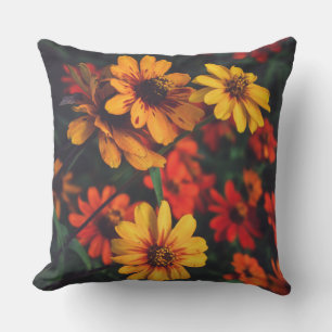 Coussin Jaune Orange Daisy Floral Botanique