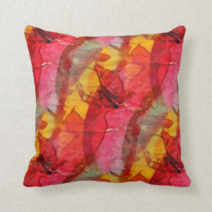 Coussin Jaune rouge d'art d'aquarelle