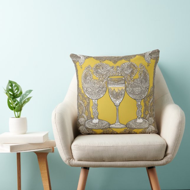 Coussin Jaune sur l'art de Lace AI (Chaise)