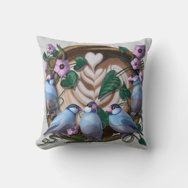 Coussin Java Sparrows, Java Coffee (Recto)