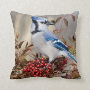Coussin Jay Bleu à Nandina Bambou paradisiaque