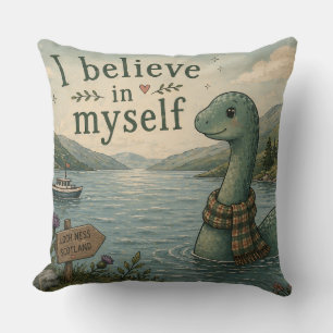 Coussin Je crois en moi-même Loch Ness Monster fantaisiste