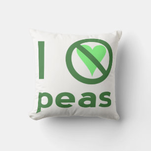 Coussin Je déteste les petits pois Texte vert
