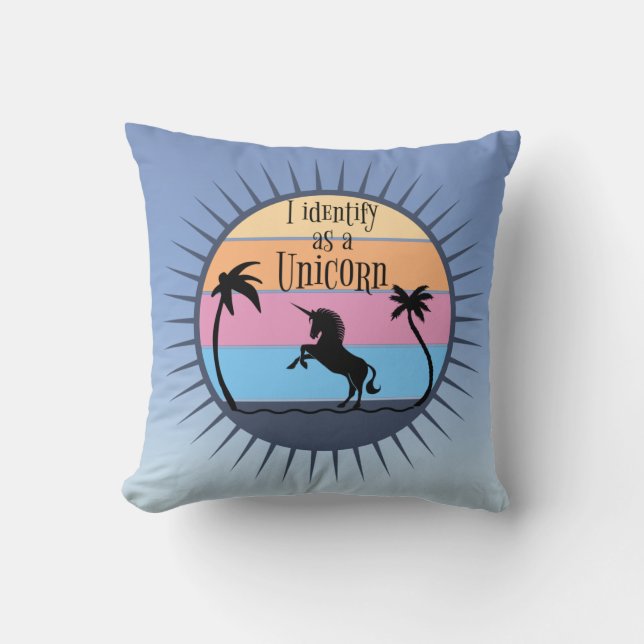 Coussin Je m'identifie comme un coucher de soleil avec Blu (Recto)