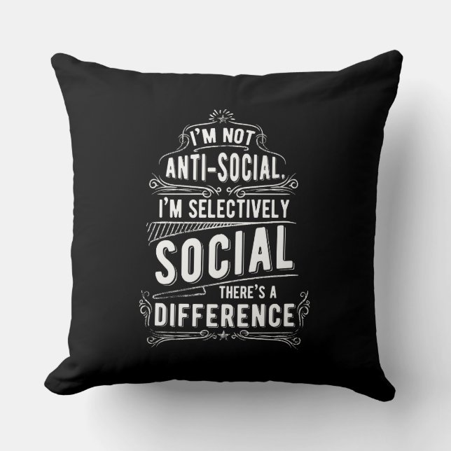 Coussin Je ne suis pas anti-social (Recto)