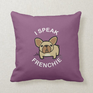 Coussin Je parle Frenchie - pourpre