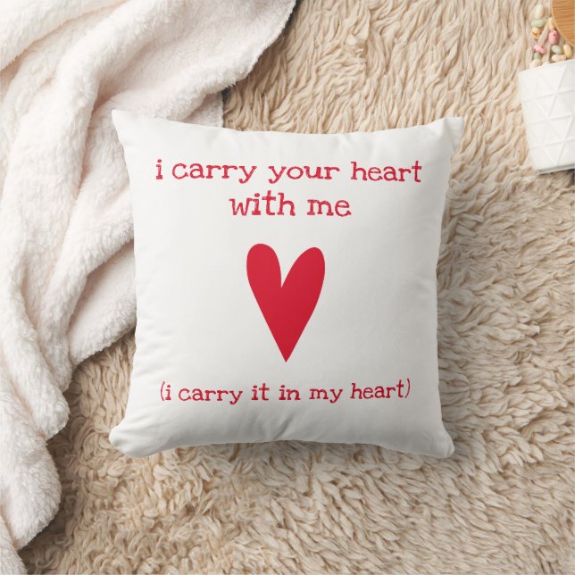 Coussin Je porte ton coeur | Poème de E.E. Cummings (Couverture)