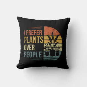 Coussin Je préfère les plantes aux gens Rétro amateur de p