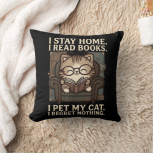 Coussin Je reste à la maison Je lis des livres Je caresse