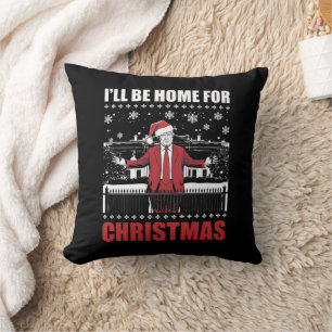 Coussin Je serai à la maison pour Noël Trump 47e président