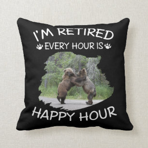 Coussin Je suis à la retraite toutes les heures est l'heu