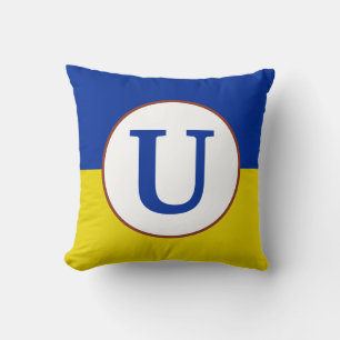 Coussin Je suis avec l'Ukraine drapeau bleu jaune monogram