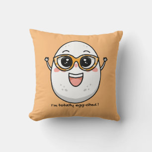 Coussin Je suis complètement cité Oeuf joyeux portant des