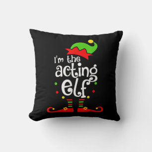 Coussin Je suis Elf Xmas par intérim Famille Ami Noël