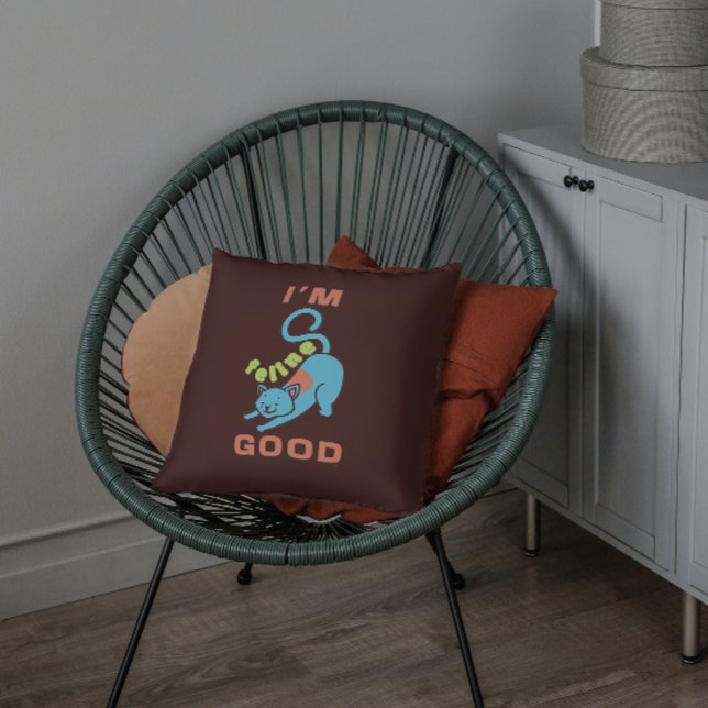 Coussin Je suis félin brun brun bleu chatte (Créateur téléchargé)