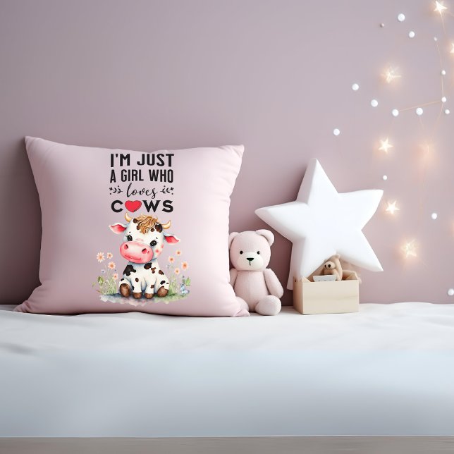 Coussin Je suis juste une fille qui aime les vaches 41cm x (Créateur téléchargé)