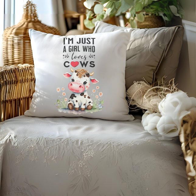 Coussin Je suis juste une fille qui aime les vaches 51cm x (Créateur téléchargé)