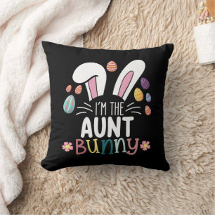Coussin Je suis la tante Bunny Pâques tenue de famille ass