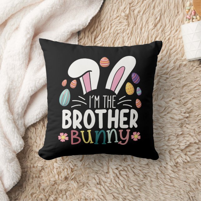 Coussin Je suis le frère Bunny Famille de Pâques jumelé (Couverture)