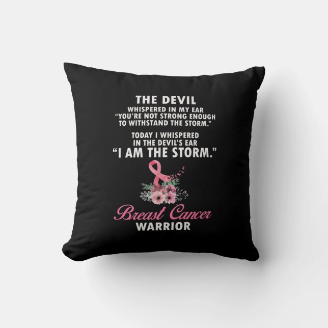 Coussin Je suis le guerrier du cancer du sein stom (Recto)