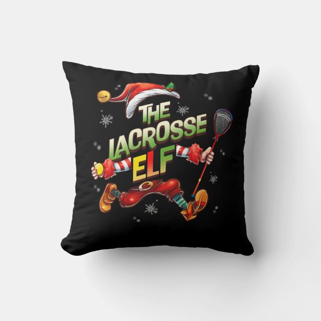 Coussin Je suis le Lacrosse Elf Christmas Family Elf Playe (Recto)
