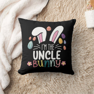 Coussin Je suis le lapin oncle de Pâques pour tenue de fam