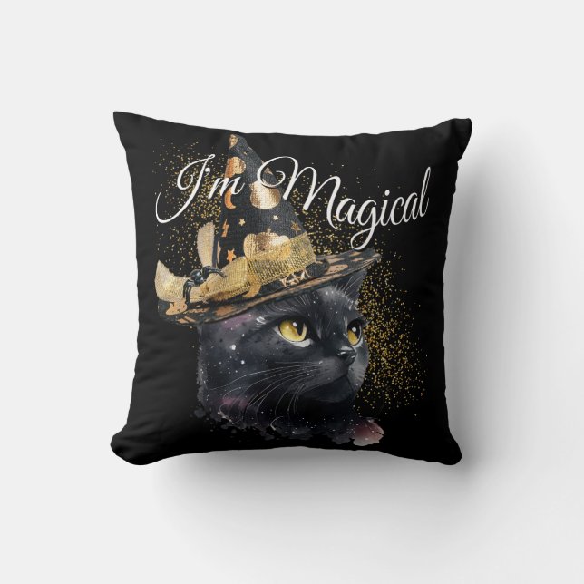 Coussin Je suis Magical Black Cat personnalisable Throw Pi (Recto)