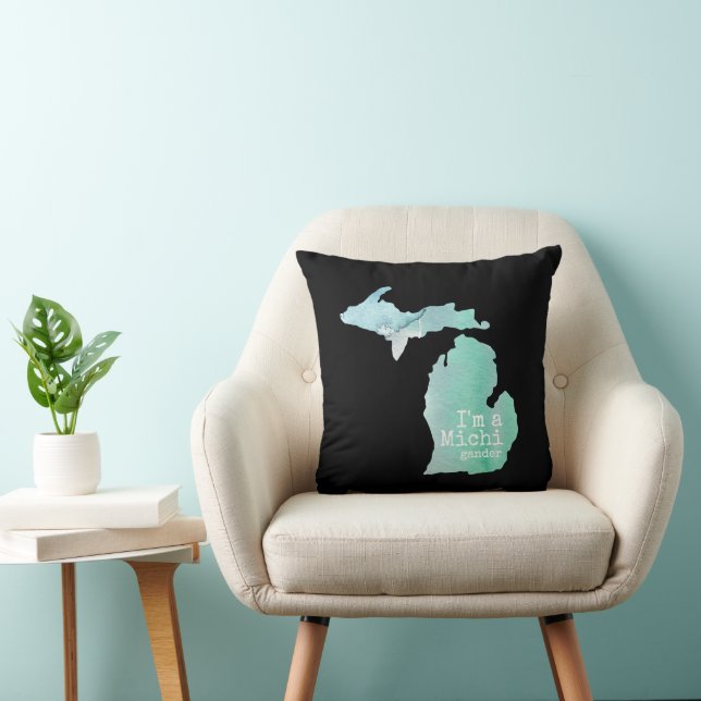 Coussin Je suis un Michigander Michigan Silhouette (Chaise)