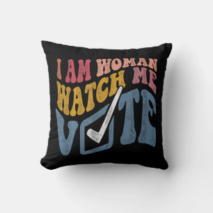 Coussin Je Suis Une Femme Me Regarder Vote 2024 Vague Bleu