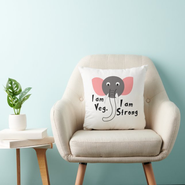 Coussin Je suis Veg Je suis Strong Baby Elephant (Chaise)