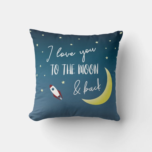 Coussin je t'aime à la lune et à l'espace arrière (Recto)