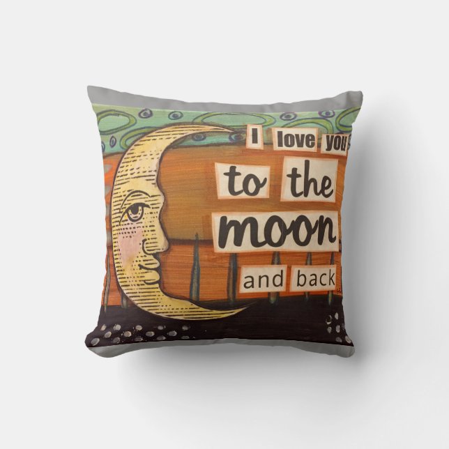Coussin Je t'aime à la lune et au dos (Recto)
