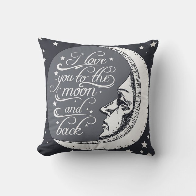 Coussin Je t'aime à la lune et au dos (Recto)