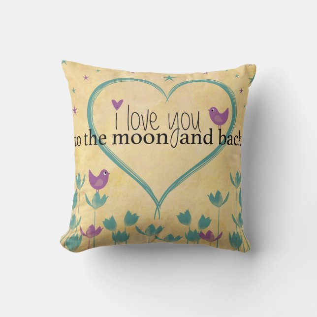 Coussin Je t'aime à la lune et au dos ! ! (Recto)