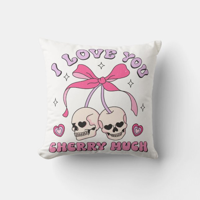Coussin Je T'Aime Beaucoup Cherry (Recto)